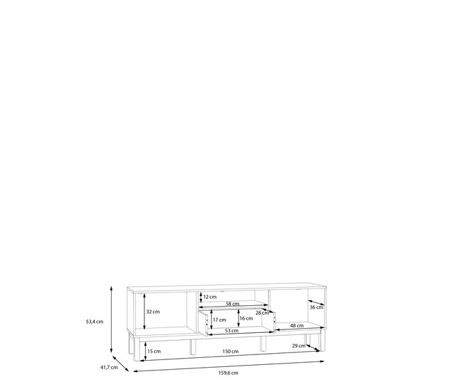 Móvel de TV 159,6cm cinza claro LISZT Cinza Claro