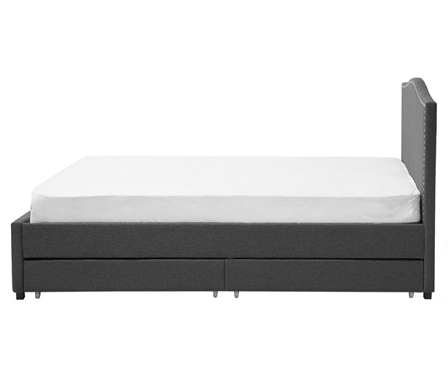 Beliani Cama com estrado Poliéster MONTPELLIER 167x213 Cinza Escuro