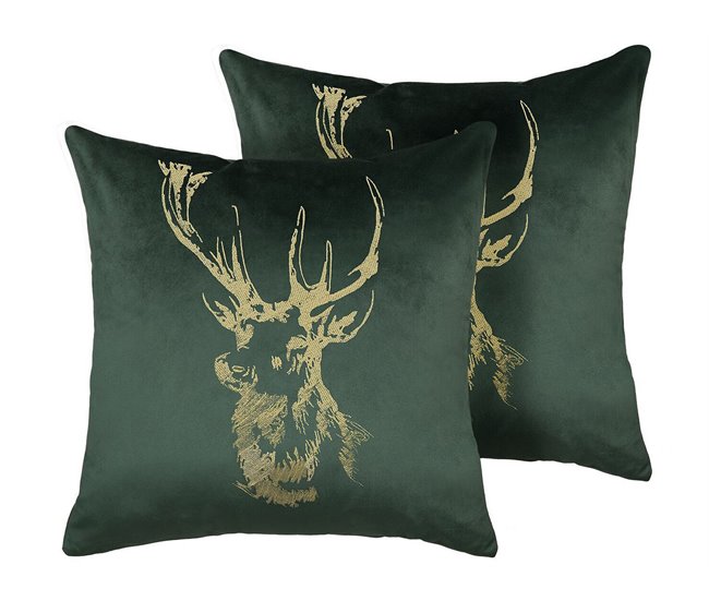 Beliani Almofada decorativa BLITZEN Verde Escuro
