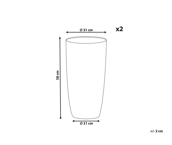 Beliani Conjunto de 2 vasos para plantas ABDERA Cinza Claro