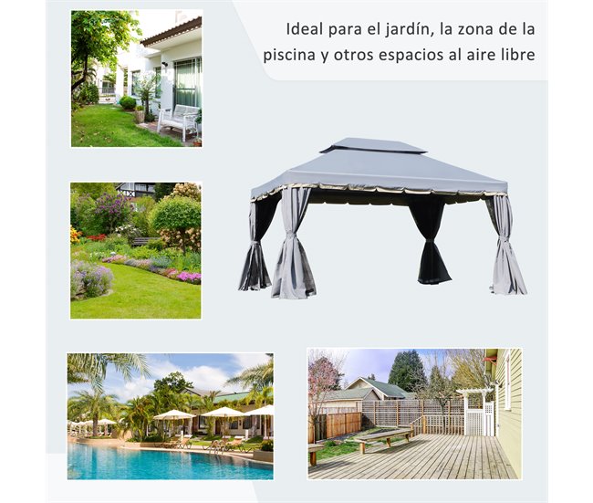 Pérgola Alumínio e Poliéster Outsunny 290x390 Cinza