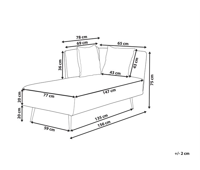 Beliani Chaise longue à direita Poliéster RIOM Creme