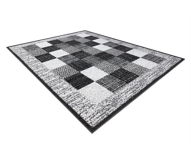 BCF Rug Morad RAFIA Retângulos geométrico 120x170 Preto / Cinza