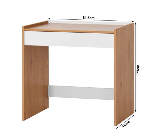 Secretária KERO em carvalho e branco Madeira