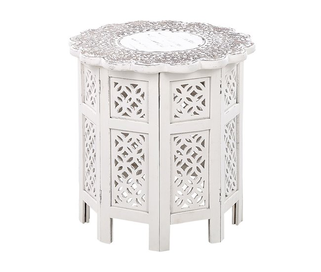 Beliani Mesa de apoio BADHI Branco/ Bege
