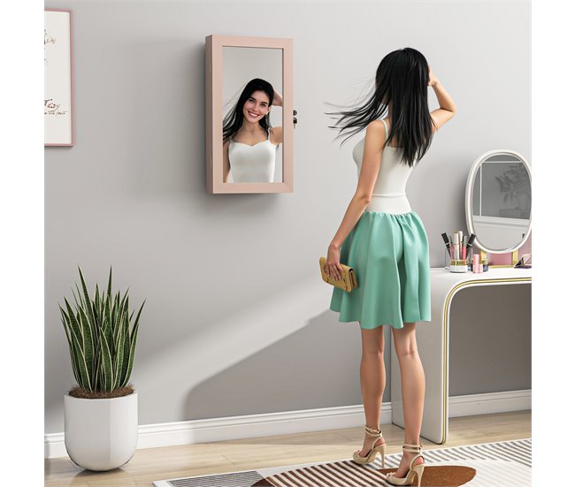 Armário para Joias de Parede MDF HOMCOM, casa - decoração Cru