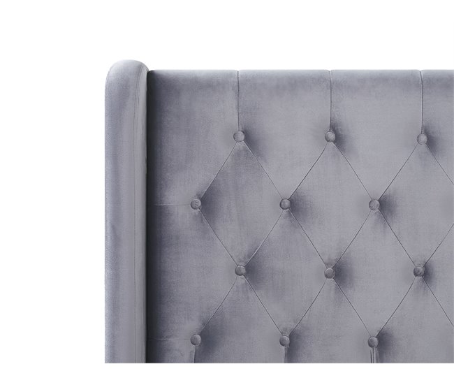 Beliani Cama Terciopelo FORBACH 194x218 Cinza