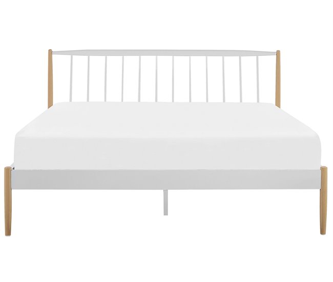 Beliani Cama com estrado Metal MAURS 187x209 Branco