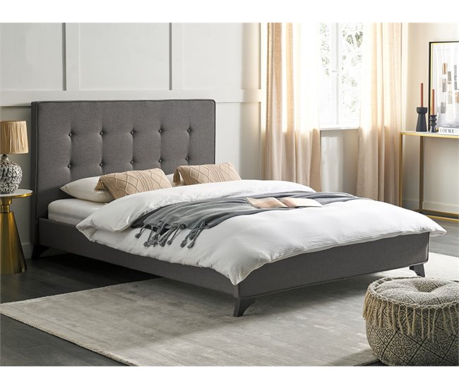 Beliani Cama com estrado Poliéster AMBASSADOR 152x216 Bege