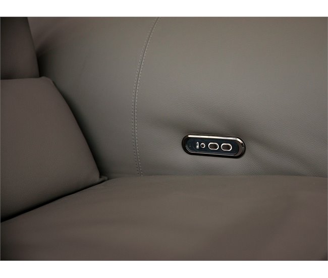 ANGEL CERDA Sofá de canto modular relax em pele cinzenta escura Cinza