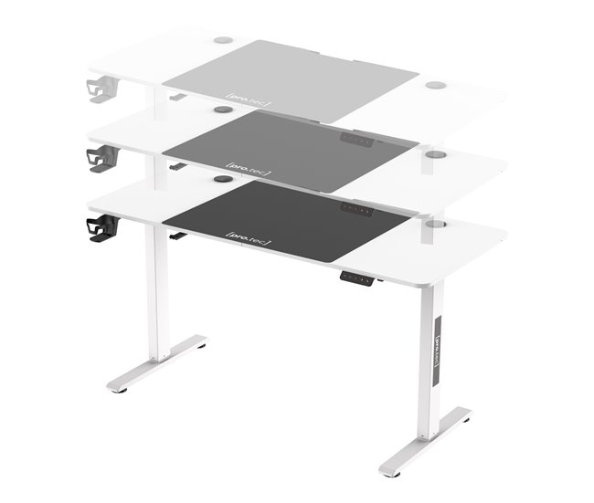 Secretária regulável em altura Stryn Aglomerado e Aço 60x140 Branco/cinza