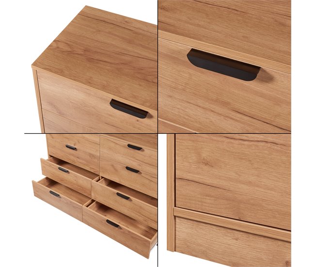 Aparador Varkaus com 8 gavetas MDF Carvalho