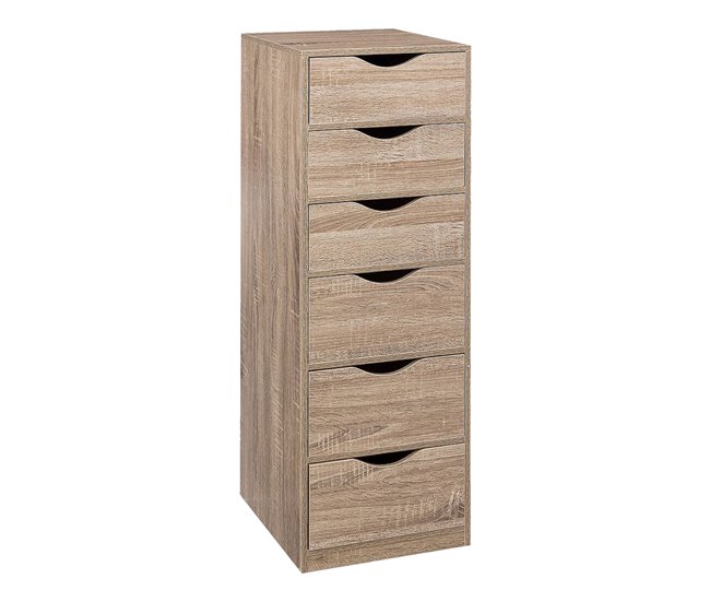 Torre de armazenamento Well Home com 6 gavetas Madeira