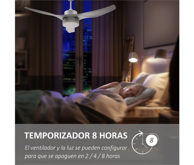 Ventoinha de Teto Aço, ABS e Vidro HOMCOM Branco