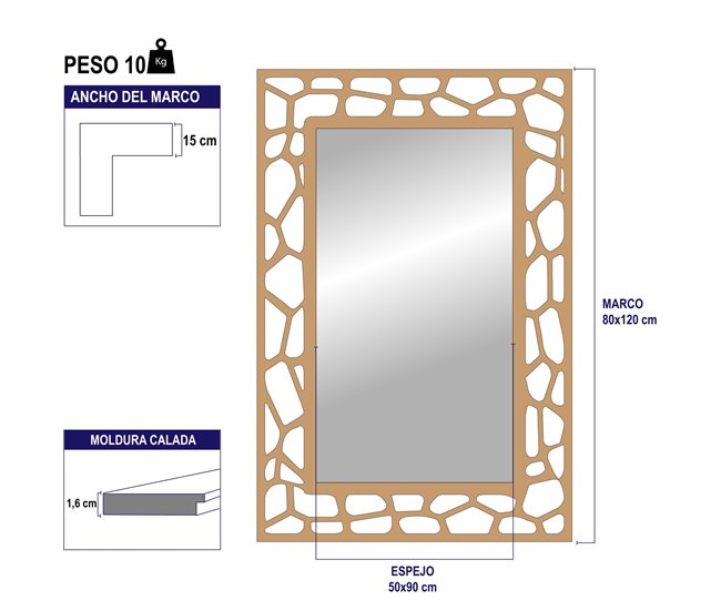 Espelho de parede KENIA Branco