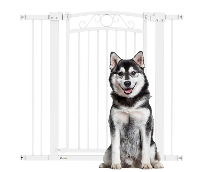 Barrera de Segurança para Cães Aço e PA PawHut Branco