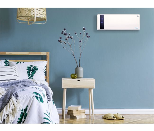 Aquecedor de parede cerámico 2000W com visor digital, controlo remoto Branco