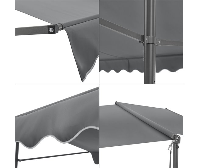 Toldo de pé Selenizza impermeável com manivela manual 600x300 Cinza Escuro