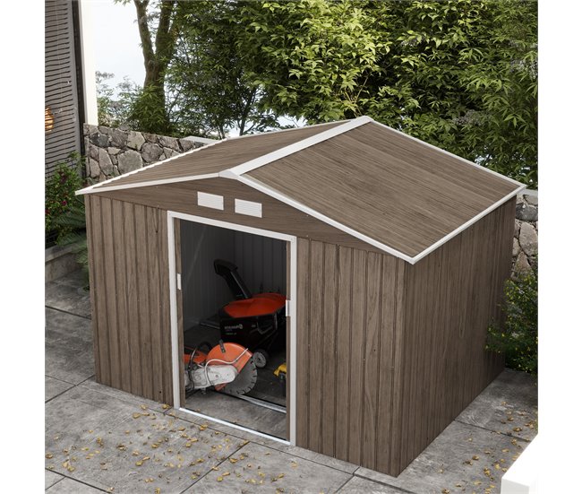 Abrigo de Jardim Aço Galvanizado e PP Outsunny Cinza