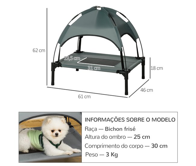Cama elevada para animais de estimação PawHut D04-057CF 