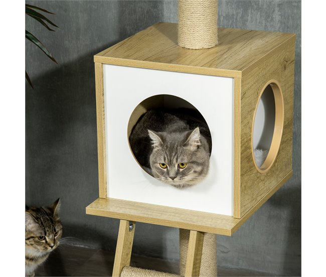 Árvore para Gatos Aglomerado, Pelúcia, Juta e Algodão PP PawHut Castanho