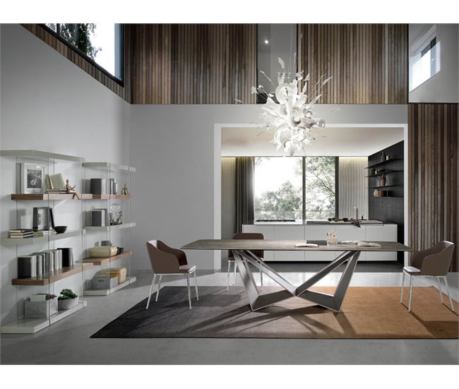 ANGEL CERDA Cadeira em pele ecológica castanha AlumÍnio