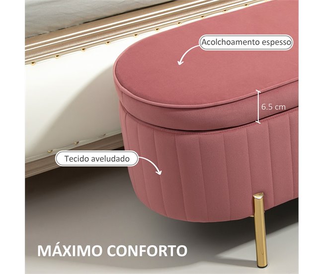 Banco Pé de Cama Poliéster HOMCOM, casa - quarto Rosa