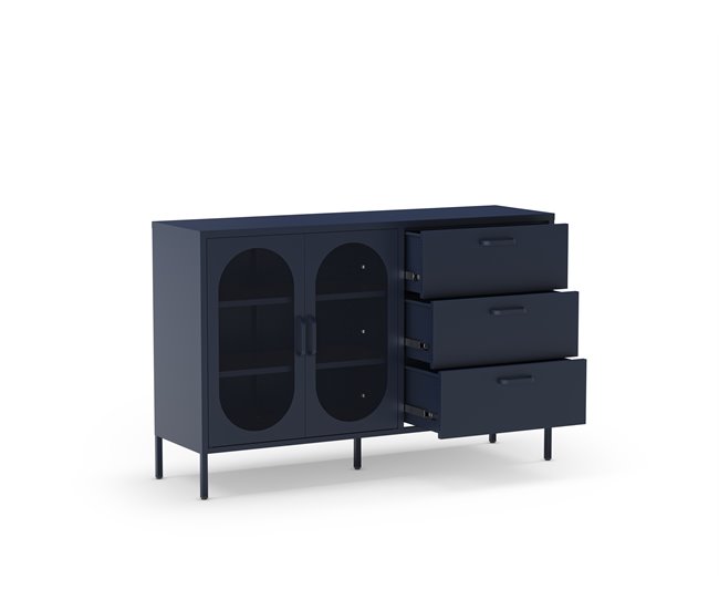 Aparador DIORA com 2 portas e 3 gavetas cor azul Azul