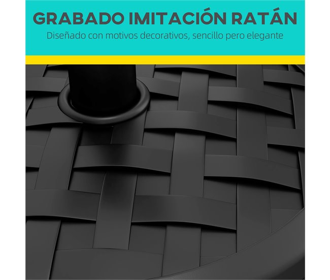 Base Chapéu de Sol HDPE, concreto, aço Outsunny Preto
