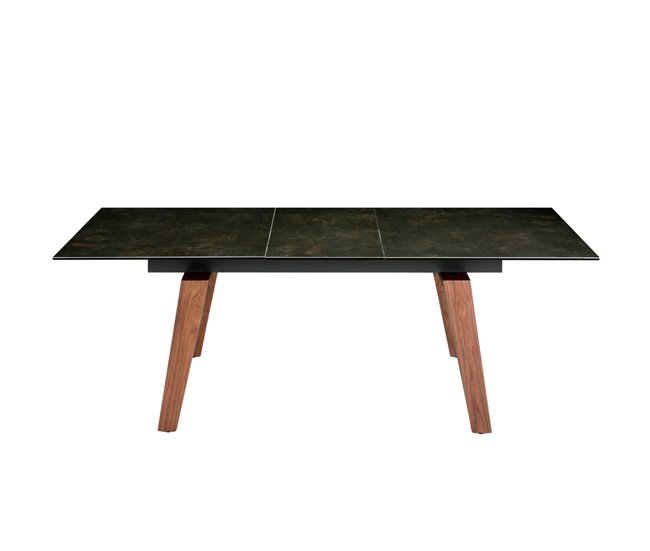 ANGEL CERDA Mesa de jantar extensível em mármore preto Nogal