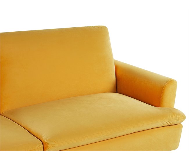 Beliani Sofá-cama Veludo VETTRE Amarelo