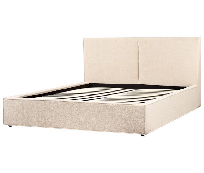 Beliani Cama baú Bouclé MOISSAC 197x224 Bege