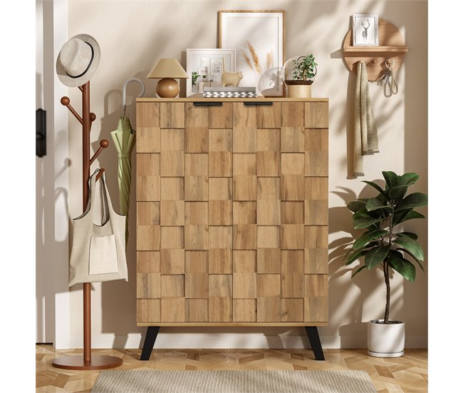 Aparador de painel de partículas com 2 portas Madeira