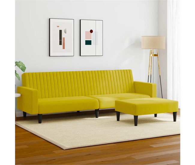 2 pcs conjunto de sofá - Sofás moduláveis Amarelo
