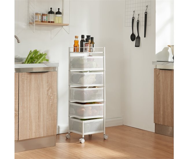 [en.casa] Carro de cozinha Sunndal com 5 cestos em aço 27 Branco