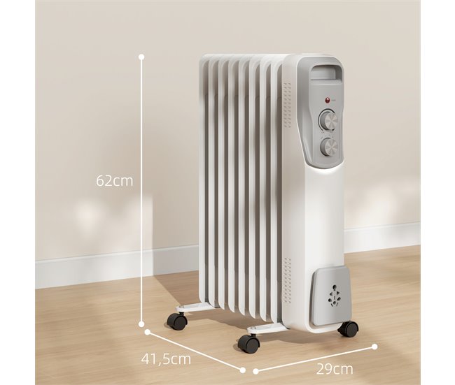 Aquecedor a Óleo Aço e Plástico HOMCOM Branco