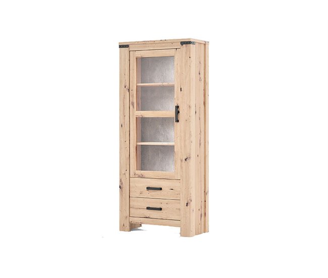 Vitrine alta com uma porta COLUMBUS Carvalho Artisan