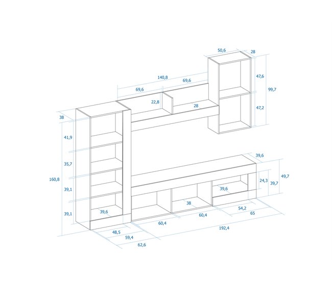 Compacto de TV 265 cm 3 portas FERRARA Preto/ Madeira