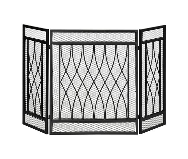 Frente de Lareira Dobrável Metal HOMCOM Preto