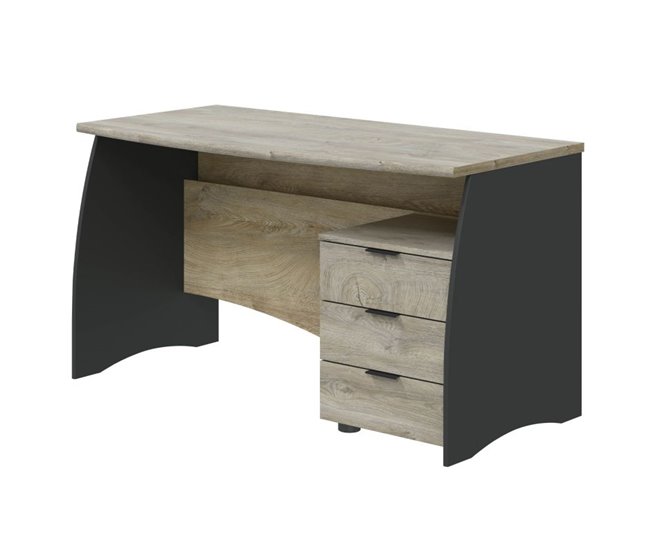 Secretária Stil Buc 3 gavetas 136x67 Cinza Escuro