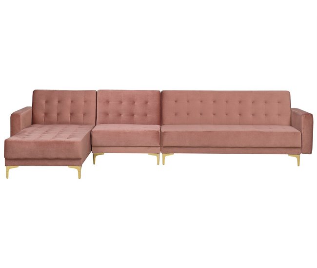 Beliani Sofá-cama Veludo ABERDEEN Azul Marino