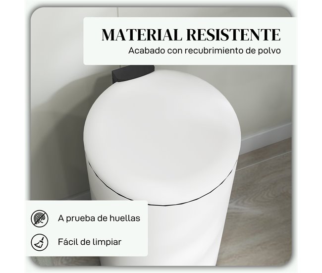 Balde de Lixo Metal e PP HOMCOM, casa - cozinha Cru