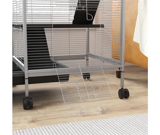 Gaiola para Roedores Metal, Nylon e PP PawHut Cinza