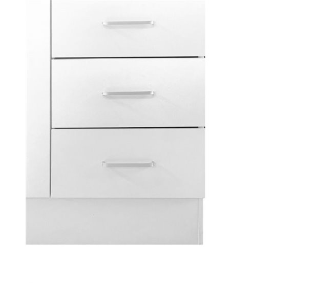 Armário de 3 portas com efeito madeira Branco