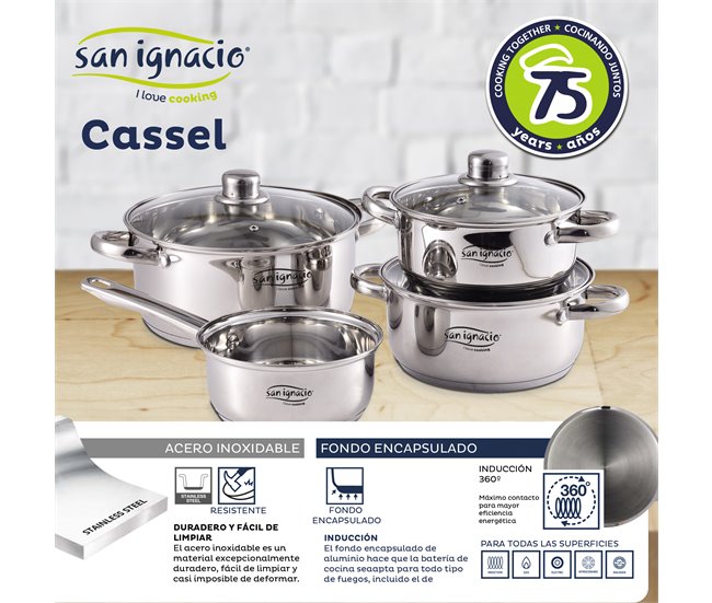 Bateria de 7pcs: panela sem tampa + tapa com tampa Multicor