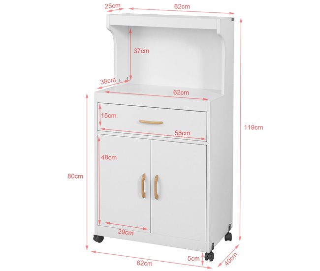 Aparador para microondas com 2 portas e 1 gaveta FSB12-W SoBuy Branco