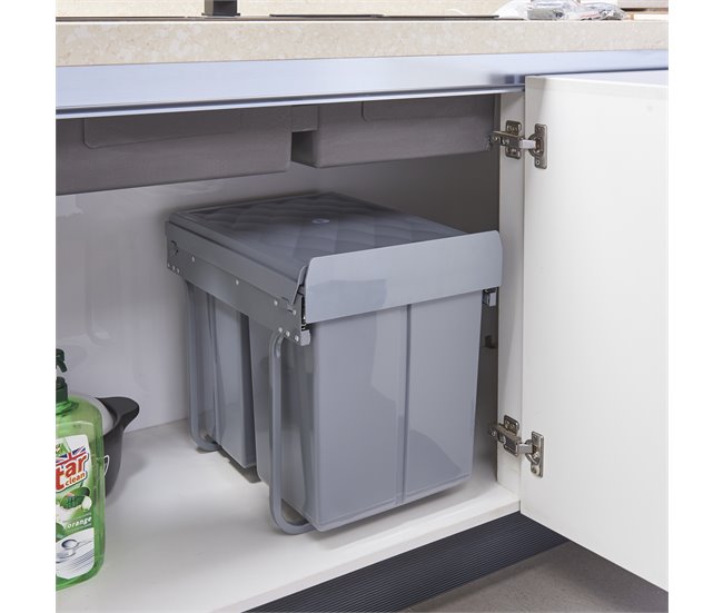 Caixote do lixo extraível Froland capacidade 2 x 10 L + 1 x 20 L Cinza
