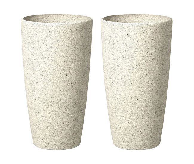 Beliani Conjunto de 2 vasos para plantas ABDERA Bege