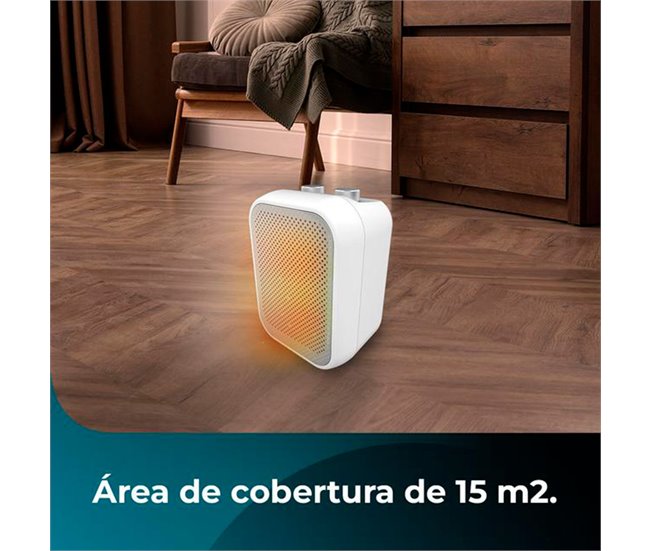 Cecotec Aquecedor cerâmico de mesa com 1500 W, função Oscilação, termóstato ajustável e 3 modos de funcionamento. Branco