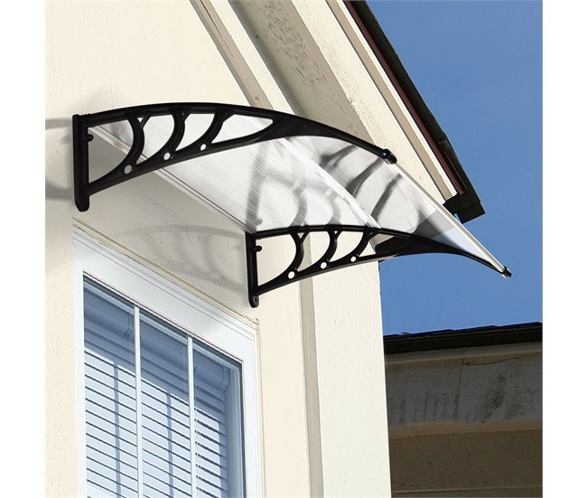 Marquise de Proteção Liga de Alumínio, PP e PC Outsunny 100x75 Branco